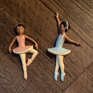 Vintage  Set of Two Ballerina Figurines in Pink and Blue plastic Burwood